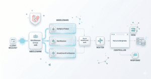 Laravel middleware flow diagram showing request filtering process