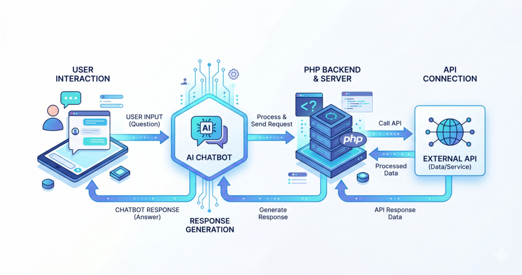 ai chatbot in php using openai api flow diagram