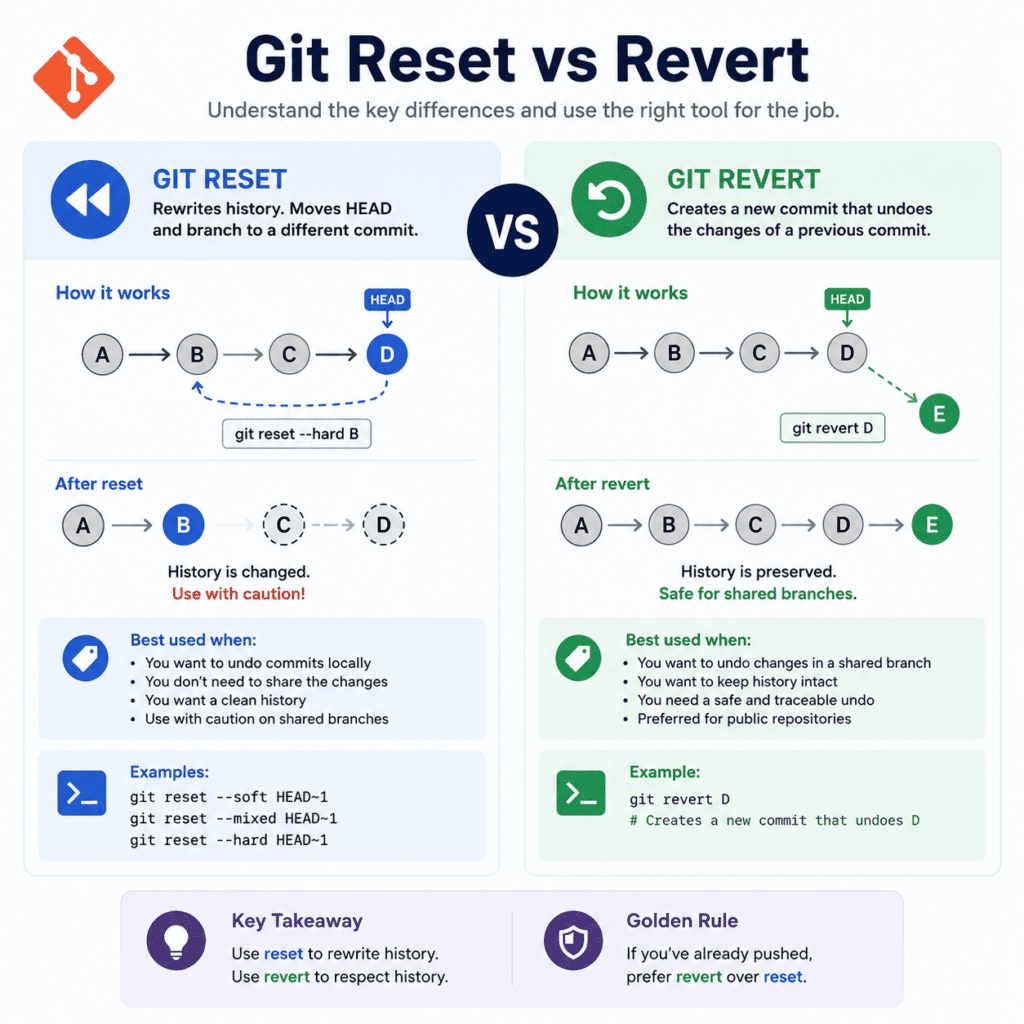 git reset vs revert