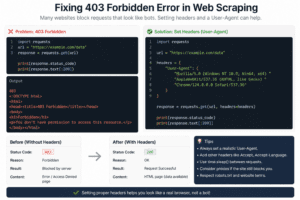 403 error web scraping debug fixes headers user agent